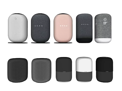 Modern Wireless Compact Audio Speakers with Sleek Design in Black White Pink and Gray 3d model