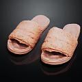 Pink Fluffy Textured Slippers With Soft Sole On Black Background Showing Reflection