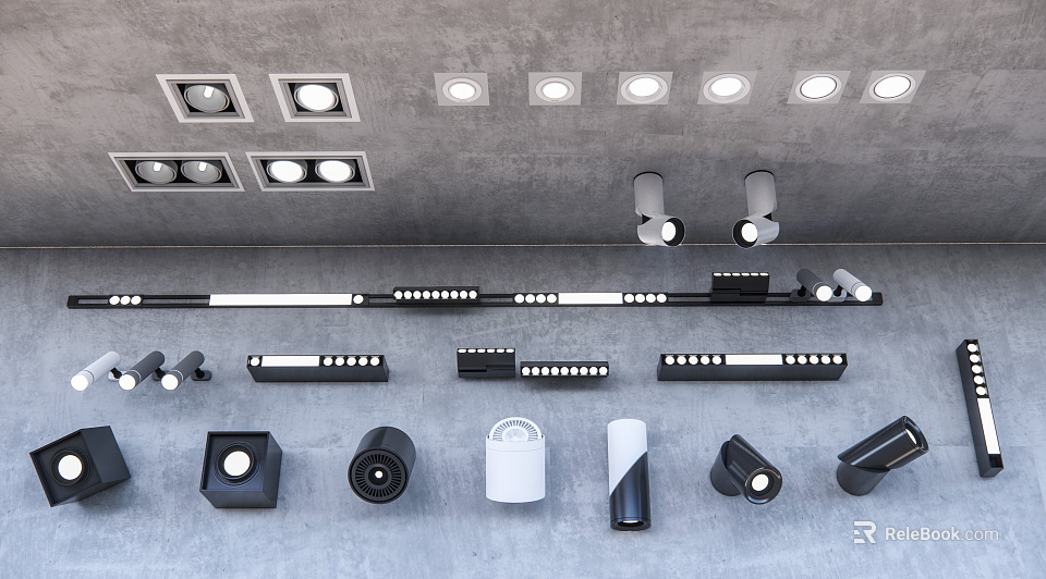 Modern Home Interior Downlights And Spotlights With Sleek Design And Various Styles 3d model 