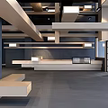 Elegant Modern Hotel Lobby Design With Spacious Layout Reception Desk And Ceiling Lighting 3d model
