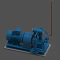 Blue Industrial Motor Driven Equipment With Base And Mechanical Components 3d model