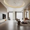Modern Recreation Room Interior With Billiard Table Sofa Coffee Table And Bookshelves