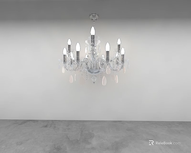Crystal Chandelier With Multiple Arms And Hanging Pendants For Elegant Interior Design 3d model