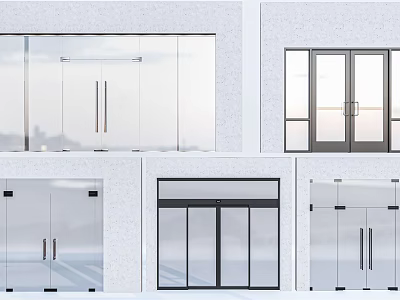 Various Modern Glass Door Designs With Transparent And Black Frame Styles 3d model