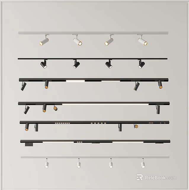 Track Mounted Downlights And Spotlights With Modern Design For Interior Lighting Solutions 3d model