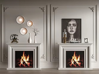 Jianou fireplace carved parapron wall lamp jewelry ornaments combination 3d model