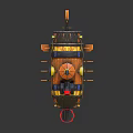 Cartoon Wooden Submarine As Water Transport With Cannon Windows And Propellers