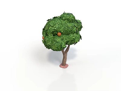 Orange Fruits Growing on Tree with Green Leaves and Brown Trunk 3d model