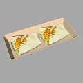 Delicious Chicken Wraps with Fresh Vegetables on White Rectangular Plate Topped with Spices 3d model