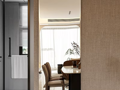 Modern Bathroom Mirror with Grey Walls Blinds Towel Rack and White Towel 3d model