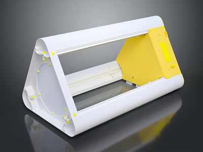 White and Yellow Lighting Fixture Featuring Transparent Panel and Mounting Parts 3d model