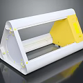 White and Yellow Lighting Fixture Featuring Transparent Panel and Mounting Parts