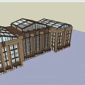 Classical Commercial Complex With Glass Roof And Grand Columns Design