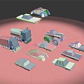 Colorful Toy Car Models Including Trucks Sedans And Construction Vehicles On Pink Background