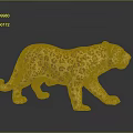 Yellow Leopard Figurine With Black Spots In Standing Pose On Black Background 3d model