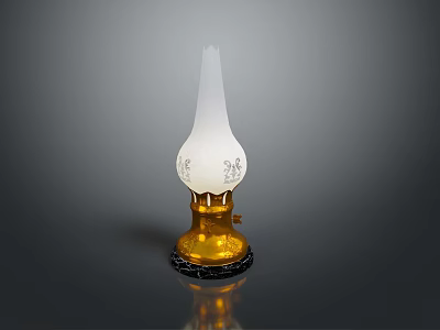 Classic Lighting Combination With White Frosted Shade And Gold Ornate Decorative Base Design 3d model