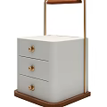 Modern Light Gray Bedside Table With Three Drawers And Gold Round Handles