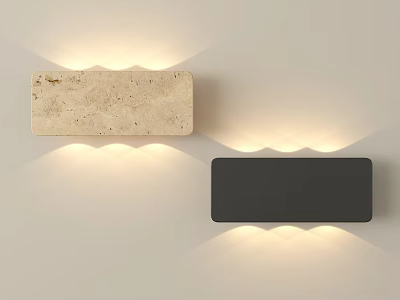 Beige Stone And Black Modern Wall Lights With Soft Illumination For Home Interior 3d model