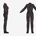 Brown And Black Work Coveralls With Functional Pockets And Stylish Design 3d model