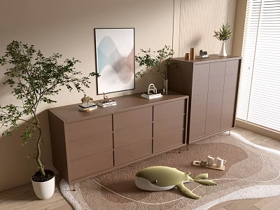 Modern Wood Grain Cabinet Simple Style Cabinet Whole Cabinet Sideboard Balcony Cabinet Storage Cabinet Entrance Cabinet 3d model