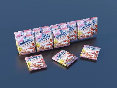 Strawberry Flavored Packaged Pastry Snacks As Delicious Daily Life Food Items 3d model