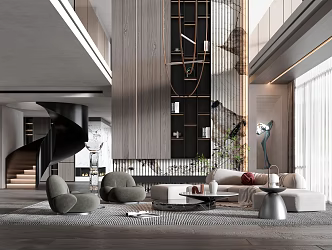 Modern Duplex Living Room Living Room 3d model
