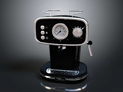 Black Espresso Machine With Control Panel Knob And Gauge For Home Use 3d model