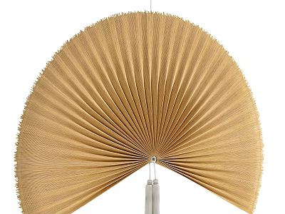 Golden Fan Shaped Wall Decor With Folded Design And Hanging Rope 3d model