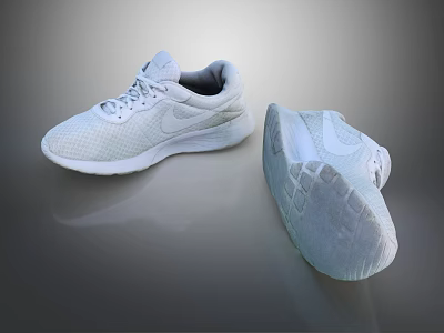Lightweight Breathable White Sneakers With Mesh Upper Design And Rubber Sole 3d model