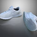 Lightweight Breathable White Sneakers With Mesh Upper Design And Rubber Sole