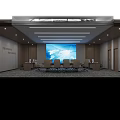 Modern Conference Room Interior With Large World Map Screen Conference Table And Chairs 3d model