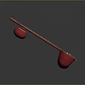 Traditional Red Sitar Instrument With Long Neck Strings Tuning Pegs And Circular Resonators