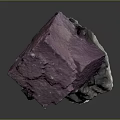 Natural Purple Cube Mineral Crystal With Glossy Surface White Gray Edges And Gray Background