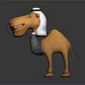 Cartoon Camel Character With Friendly Smile Wearing Traditional Headscarf And Gray Tie