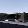 Modern Sales Office Building With White Glass Facade Perforated Grilles And Landscaped Entrance