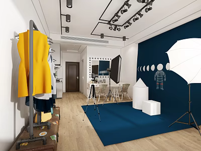 Light Luxury Public Office Space With Modern Furniture And Pendant Lighting Fixtures 3d model