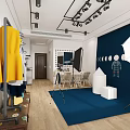 Light Luxury Public Office Space With Modern Furniture And Pendant Lighting Fixtures
