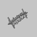 Wooden Crossed Defensive Weapon Structure With Barbed Wire Military Obstacle