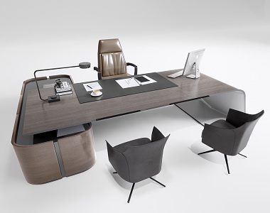 Modern manager office desk and chair combination 3d model