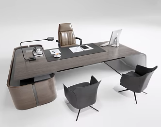 Modern manager office desk and chair combination 3d model
