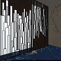 Modern Decorative Room Divider with Geometric Vertical Strips Two Tone White Dark Brown Design