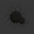 Two Metallic Jellyfish Like Structures With Hanging Tentacles And Circular Bases