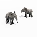 Two Grey Elephant Figurines With Detailed Texture As Decorative Ornaments