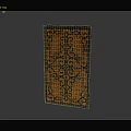 Ornate Decorative Panel With Black Frame And Orange Intricate Scrollwork Design