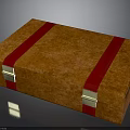 Decorative Orange Box With Red Straps Gold Metal Clasps And Textured Surface