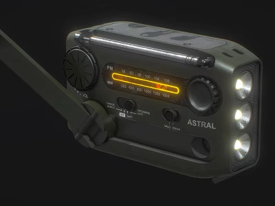 ASTRAL Green Portable Headphone Speaker With Knobs Indicator Lights And Flashlight Radio 3d model