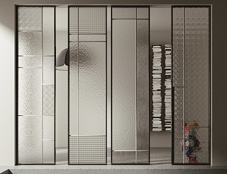 Glass partition combination 3d model