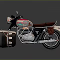 Vintage Motorcycle With Round Headlight Brown Leather Seat And Red Accent Tire