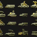 Multiple Types of Military Weapon Vehicles Including Launchers and Armored Platforms