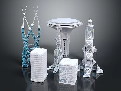 City Building Complex Showcasing Diverse Modern Futuristic Architectural Models And Geometric Structures 3d model